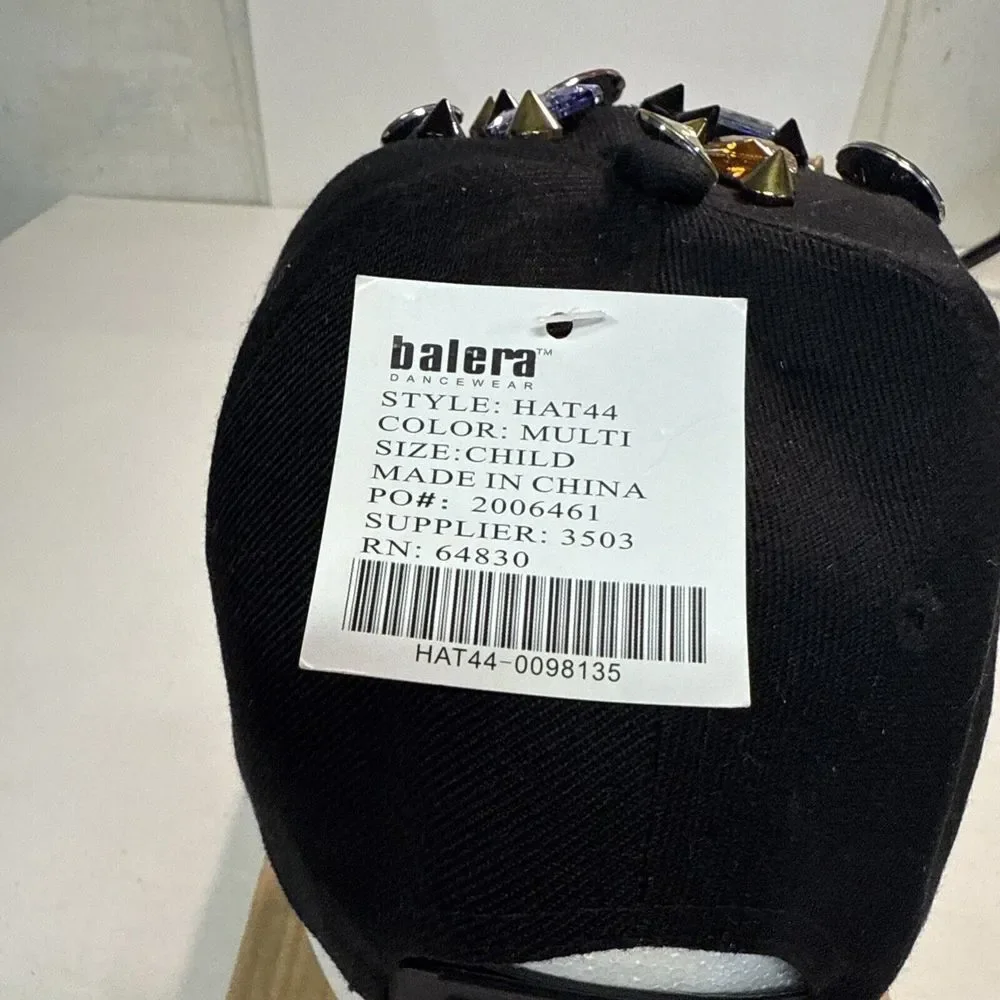 Balera‎ Black Jeweled Womens/Girls Ball Cap Hat Adjustable Halloween Snap back
